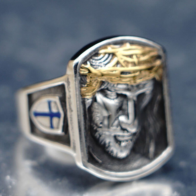 Men's Gold Tone Jesus Christ Face Ring