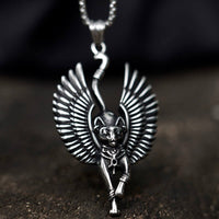 Egyptian Egypt Amulet Winged Bastet Cat Pendant Necklace Jewelry MENDEL