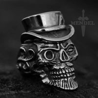 Load image into Gallery viewer, Mens Bearded Biker Skull Ring Stainless Steel
