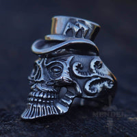 Load image into Gallery viewer, Mens Bearded Biker Skull Ring Stainless Steel
