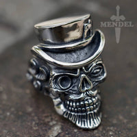 Load image into Gallery viewer, Mens Bearded Biker Skull Ring Stainless Steel
