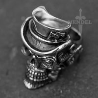 Load image into Gallery viewer, Mens Bearded Biker Skull Ring Stainless Steel
