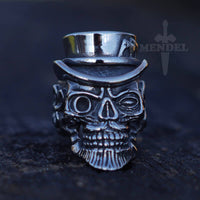 Load image into Gallery viewer, Mens Bearded Biker Skull Ring Stainless Steel
