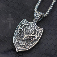 Load image into Gallery viewer, Viking Amulet Shield Buck Deer Pendant Necklace Stainless Steel MENDEL
