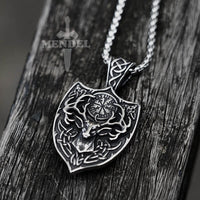 Load image into Gallery viewer, Viking Amulet Shield Buck Deer Pendant Necklace Stainless Steel MENDEL
