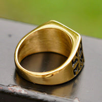 Load image into Gallery viewer, Gold Mens Hexagram Star of David Ring
