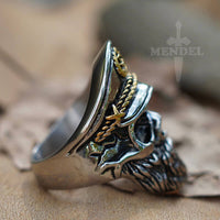 Load image into Gallery viewer, Gothic Mens Bearded Captain Biker Skull Ring Stainless Steel
