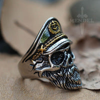 Load image into Gallery viewer, Gothic Mens Bearded Captain Biker Skull Ring Stainless Steel
