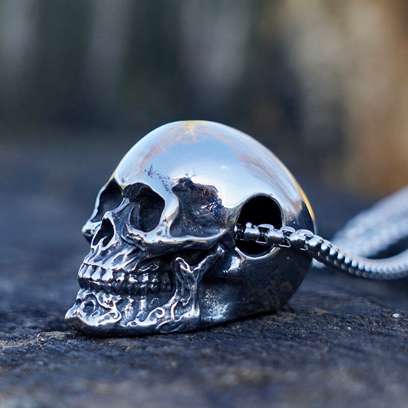 Gothic Biker Skull Pendant Necklace Stainless Steel