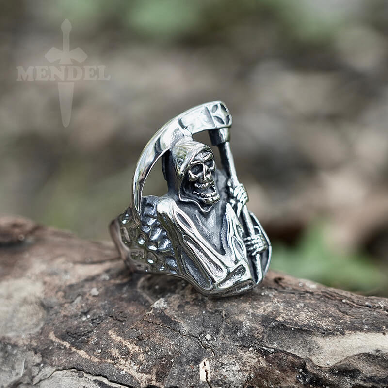Gothic Mens Grim Reaper Biker Skull Ring For Sale Stainless Steel MENDEL