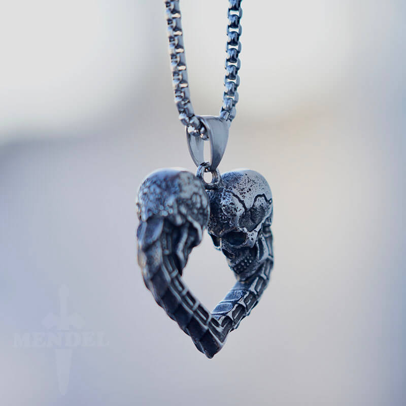 Mens Gothic Punk Skull Evil Eye Pendant Necklace Rock Biker