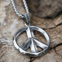 Load image into Gallery viewer, Mens Large Peace Sign Pendant Necklace

