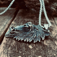 Load image into Gallery viewer, Mens Viking Fenrir Wolf Head Pendant Necklace
