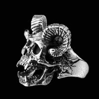 Load image into Gallery viewer, MENDEL Gothic Mens Biker Horned Devil Skull Ring for Sale Men Stainless Steel
