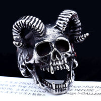 Load image into Gallery viewer, MENDEL Gothic Mens Biker Horned Devil Skull Ring for Sale Men Stainless Steel
