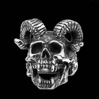 Load image into Gallery viewer, MENDEL Gothic Mens Biker Horned Devil Skull Ring for Sale Men Stainless Steel
