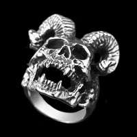 Load image into Gallery viewer, MENDEL Gothic Mens Biker Horned Devil Skull Ring for Sale Men Stainless Steel

