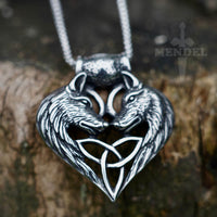 Load image into Gallery viewer, MENDEL Large Celtic Wolf Heart Triquetra Trinity Knot for Sale Pendant Necklace Jewelry

