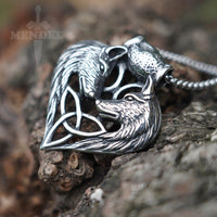 Load image into Gallery viewer, MENDEL Large Celtic Wolf Heart Triquetra Trinity Knot for Sale Pendant Necklace Jewelry
