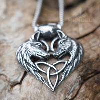 Load image into Gallery viewer, MENDEL Large Celtic Wolf Heart Triquetra Trinity Knot for Sale Pendant Necklace Jewelry
