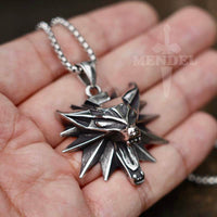 Load image into Gallery viewer, Viking Fenrir Wolf Head Pendant Necklace
