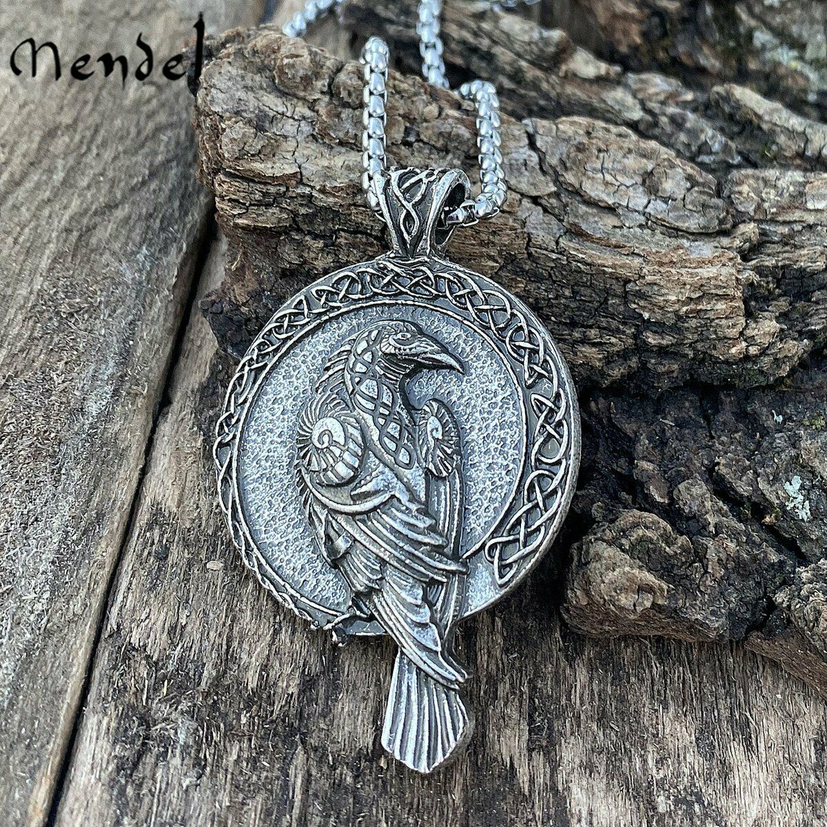 Viking raven pendant necklace