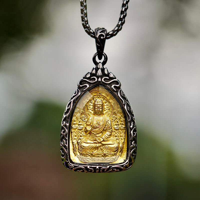 Mens gold buddha necklace store