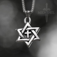 Silver Star of David with Gold Cross - Shofars From Afar Silver Star of David with Gold Cross - Shofars From Afar