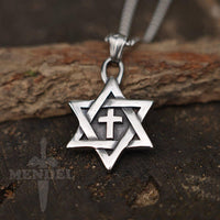 Load image into Gallery viewer, 6 Point Star of David Cross Pendant Necklace
