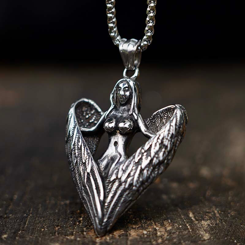 MENDEL Mens Angel Wings Biker Cross Pendant Necklace For Men Stainless  Steel - Gaia – Case in legno