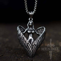 Load image into Gallery viewer, Mens Biker Naked Angel Pendant Necklace
