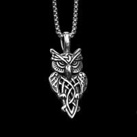 Mens Celtic Knot Owl Pendant Necklace Jewelry for Sale Stainless Steel MENDEL