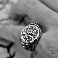 Load image into Gallery viewer, Mens Egyptian Horus &amp; Anubis Ring Stainless Steel Jewelry For Sale
