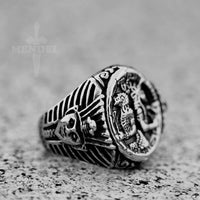 Load image into Gallery viewer, Mens Egyptian Horus &amp; Anubis Ring Stainless Steel Jewelry For Sale
