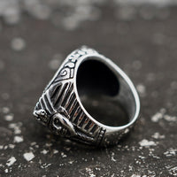 Mens Egyptian Horus Anubis Ring Stainless Steel Jewelry For Sale MENDEL