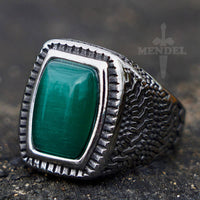 Load image into Gallery viewer, Mens Faux Green Cat&#39;s Eye Stone Bold Ring
