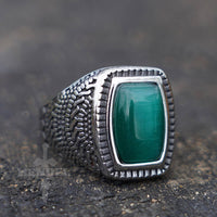 Load image into Gallery viewer, Mens Faux Green Cat&#39;s Eye Stone Bold Ring
