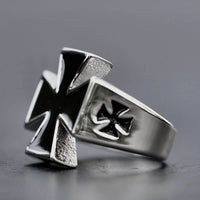 Load image into Gallery viewer, Mens German Iron Cross Ring Stainless Steel
