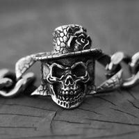 Load image into Gallery viewer, Mens Biker Skull Cuban Link Bracelet

