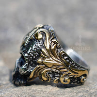 Load image into Gallery viewer, Mens Gothic Gold Masonic Skull Ring Stainless Steel for Sale MENDEL

