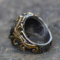 Load image into Gallery viewer, Mens Gothic Gold Masonic Skull Ring Stainless Steel for Sale MENDEL
