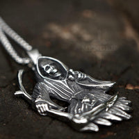 Load image into Gallery viewer, Mens Biker Grim Reaper Skull Pendant Necklace
