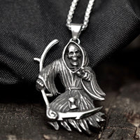 Load image into Gallery viewer, Mens Biker Grim Reaper Skull Pendant Necklace
