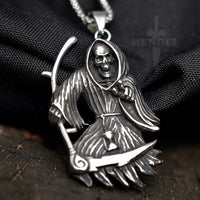Load image into Gallery viewer, Mens Biker Grim Reaper Skull Pendant Necklace
