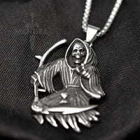 Load image into Gallery viewer, Mens Biker Grim Reaper Skull Pendant Necklace

