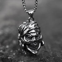 Load image into Gallery viewer, Mens Gothic Pirate Skull Biker Pendant Necklace
