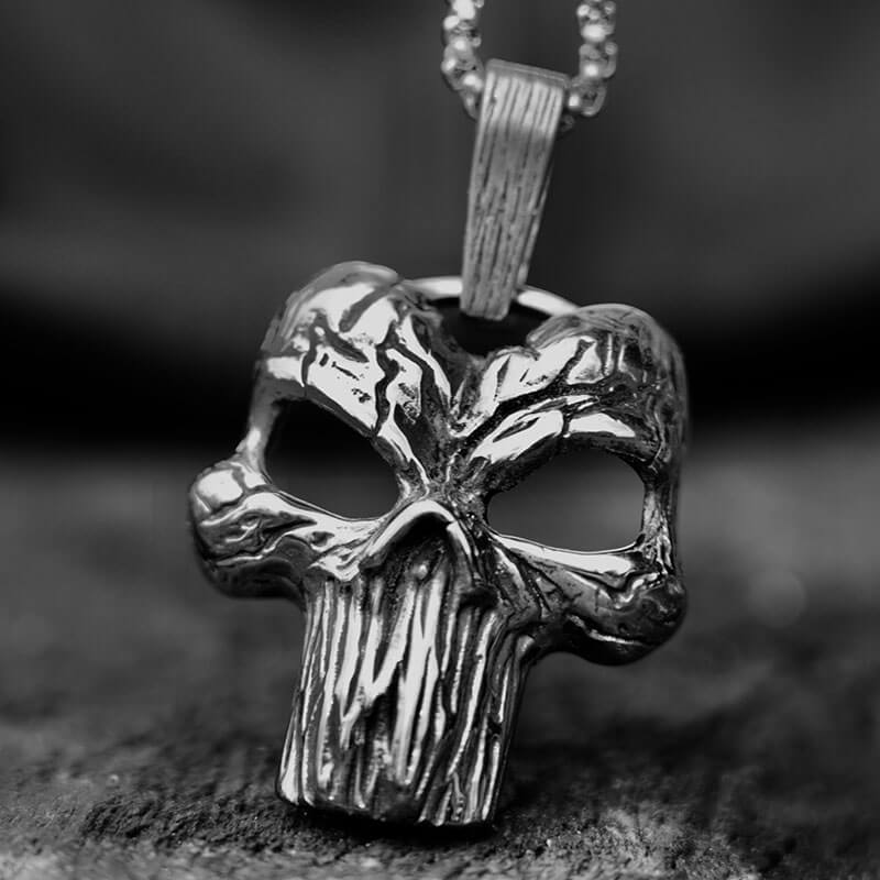 Mens Punisher Skull Pendant Necklace Stainless Steel