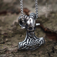 Load image into Gallery viewer, Mens Gothic Viking Biker Horned Ram Skull Valknut Pendant Necklace For Sale
