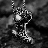 Load image into Gallery viewer, Mens Gothic Viking Biker Horned Ram Skull Valknut Pendant Necklace For Sale
