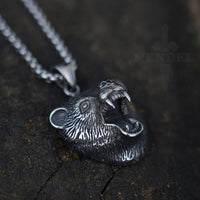 Load image into Gallery viewer, Grizzly Bear Head Pendant Necklace
